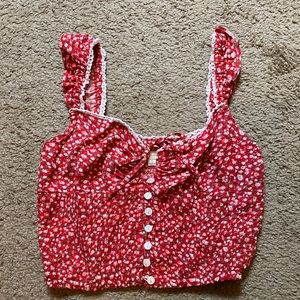 Sim&Sam red and white floral crop top. Size S